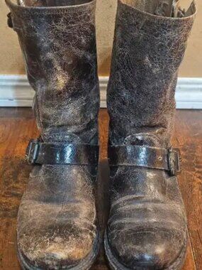 Frye Veronica Distressed Leather Motorcycle Boots
